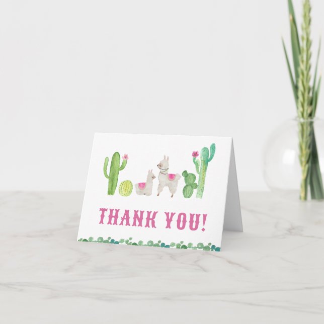 Carte de remerciements Llama Baby shower (Devant)