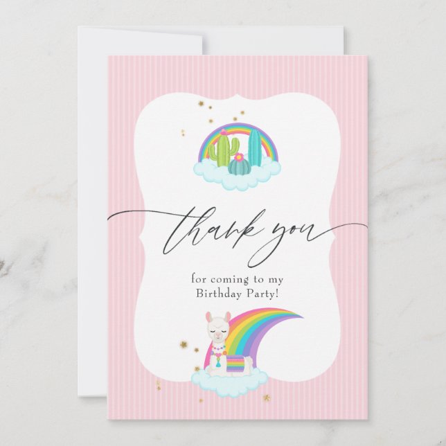 Carte De Remerciements Llama Girl Birthday (Devant)