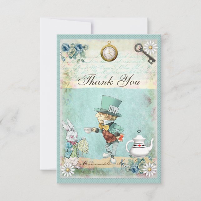 Carte De Remerciements L'Merci Fête de l'mariée de Mad Hatter Wonderland (Devant)