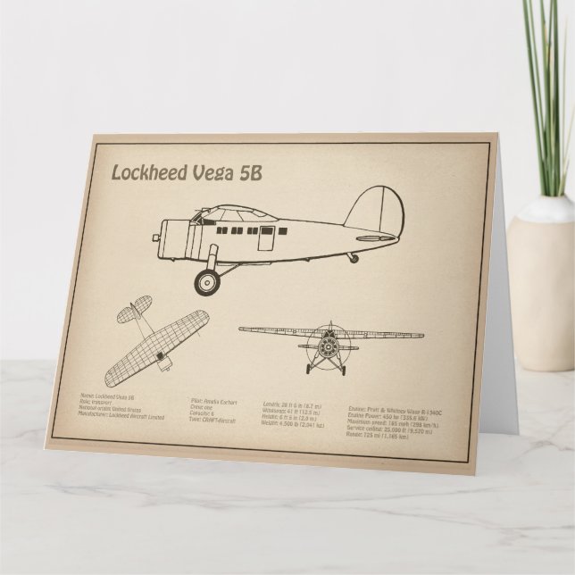 Carte De Remerciements Lockheed Vega 5B - Plans d'avion SD (Devant)
