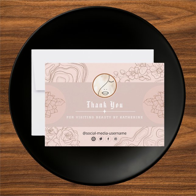 Carte De Remerciements Logo Abstrait moderne femme beauté visage femme (Créateur téléchargé)