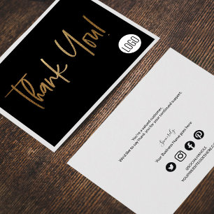 Carte De Remerciements Logo de l'entreprise personnalisée Social Faux Gol
