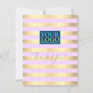 Carte De Remerciements Logo d'entreprise, Nom Gold & Lilac Stripes, Mt.Gr