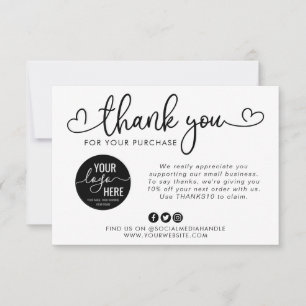 Carte De Remerciements Logo d'entreprise personnalisé Script de coeur des