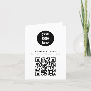Carte De Remerciements Logo d'entreprise QR Code Moderne Minimaliste Blan