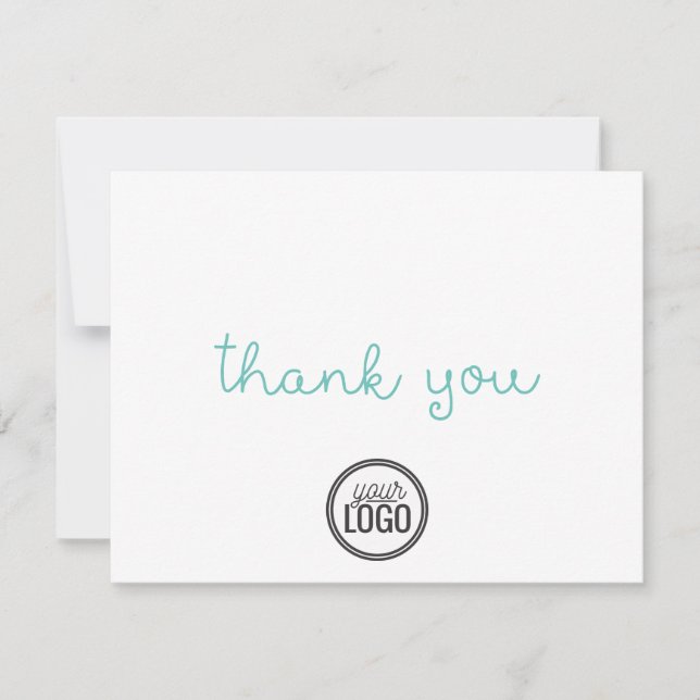 Carte De Remerciements Logo d'entreprise Turquoise pour un script vert si (Devant)