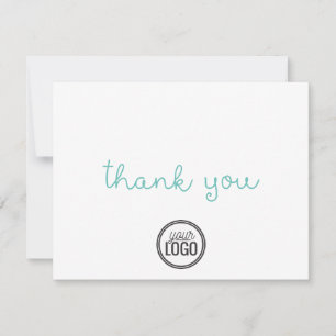 Carte De Remerciements Logo d'entreprise Turquoise pour un script vert si