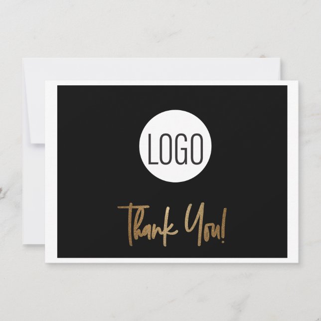 Carte De Remerciements Logo Entreprise Entreprise Gold Script (Devant)