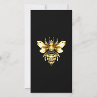 Logo Faux Gold Foil Bee Polygonal sur Noir