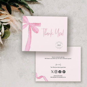 Carte De Remerciements Logo personnalisé Blush Pink Coquette