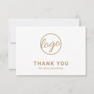 Carte De Remerciements Logo Personnalisé Simple Elegant Gold Business