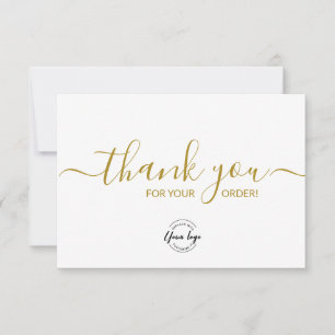 Carte De Remerciements Logo personnalisé Simple Élégant Or Commande d'aff