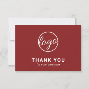 Carte De Remerciements Logo Personnalisé Simple Moderne Bourgogne