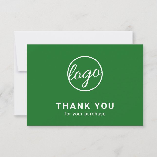 Carte De Remerciements Logo Personnalisé Simple Moderne Green Business (Devant)