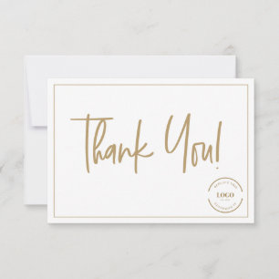 Carte De Remerciements Logo personnalisé simple or affaires moderne scrip