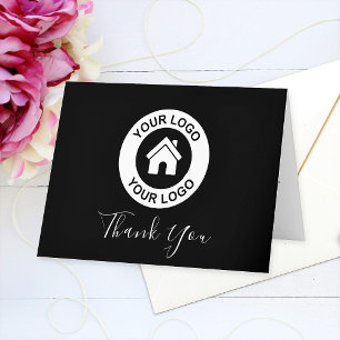 Carte De Remerciements Logo Professionnel Personnalisé Et Message Plié