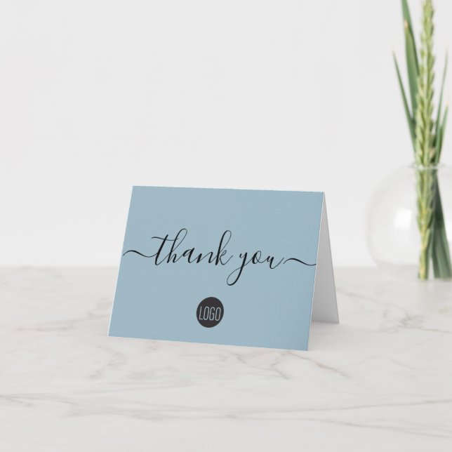 Carte De Remerciements Logo Simple Blue Business (Devant)