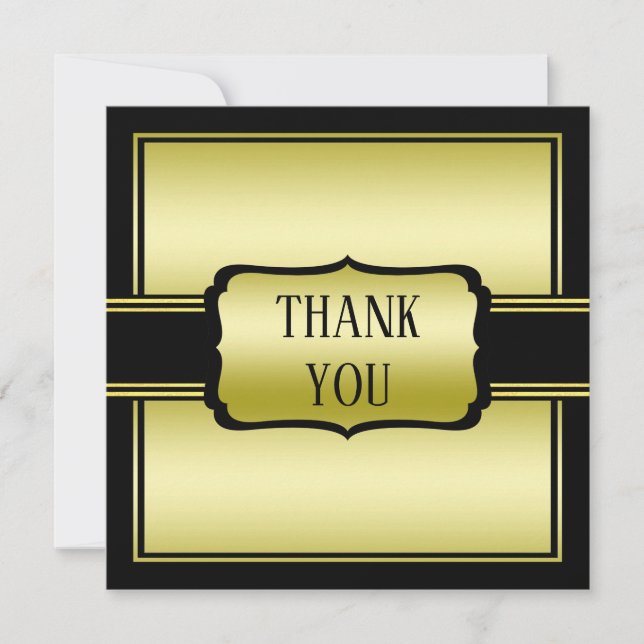 Carte De Remerciements L'or et l'anniversaire noir de l'homme élégant (Devant)
