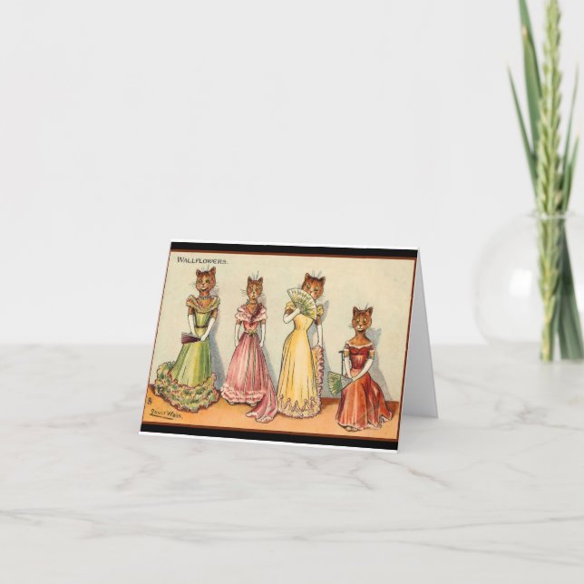 Carte De Remerciements Louis Wain Wallflower Girl Cats (Devant)