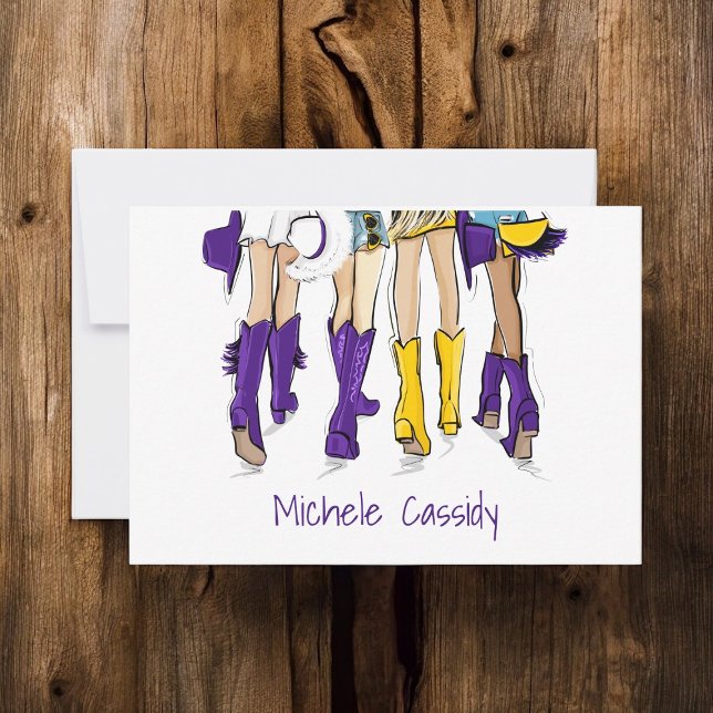 Carte De Remerciements Louisiana Dames Mode Cowboy Boot violet jaune (Créateur téléchargé)