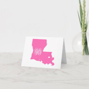Carte De Remerciements Louisiana Hot Pink White Vine Monogram DIY BG