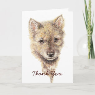 Carte De Remerciements Loup de Merci, loups, CUB, chiot, nature, faune