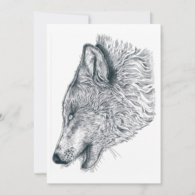 Carte De Remerciements Loup hurlant (Devant)