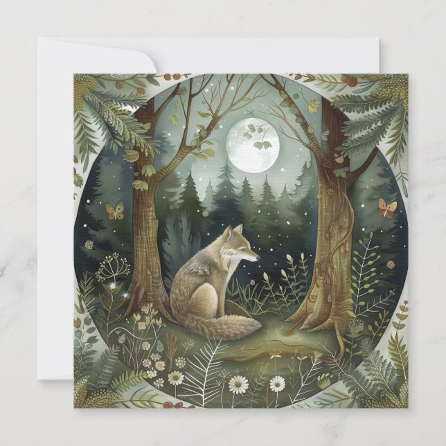 Carte De Remerciements Loup mystique des bois (Devant)