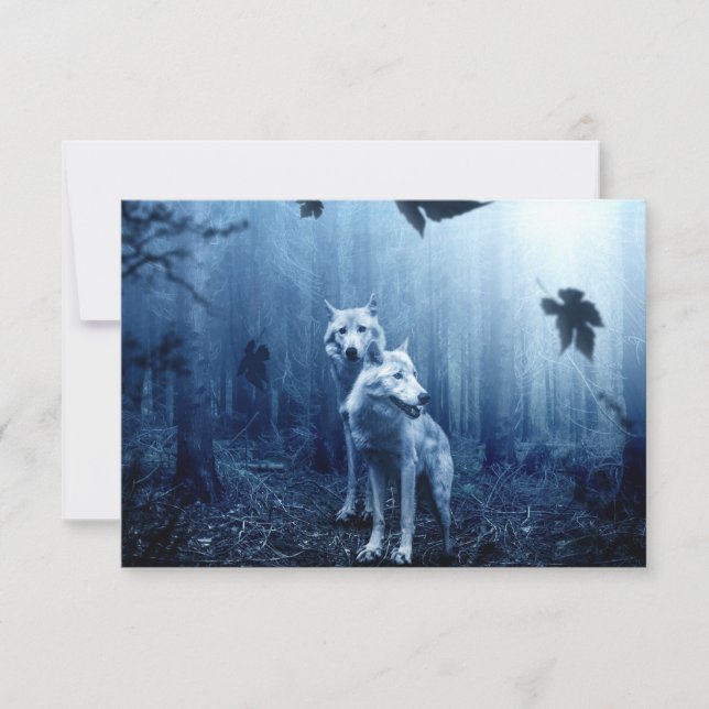 Carte De Remerciements Loups dans la forêt à l'aube (Devant)