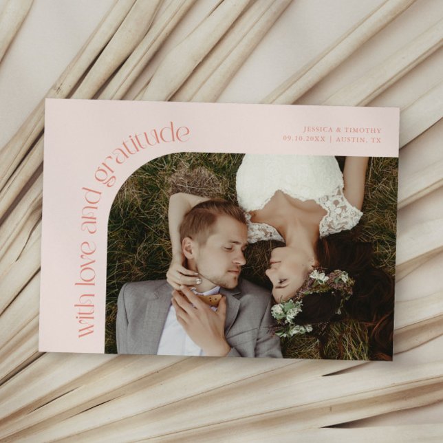 Carte De Remerciements Love and Gratitude Peach Wedding Photo (Créateur téléchargé)