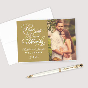 Carte De Remerciements Love and Thanks Antique Gold Mariage Photo