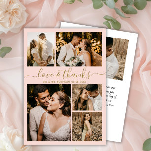 Carte De Remerciements Love and Thanks Blush Photo Collage Mariage