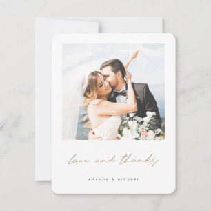 Carte De Remerciements Love and Thanks Gold Mariage Photo