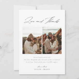 Carte De Remerciements Love and Thanks Script 6 Photo Collage Mariage