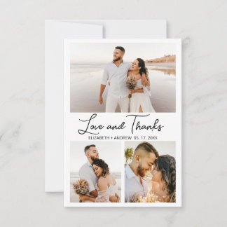 Carte De Remerciements Love and Thanks Script Elegant Photo Collage