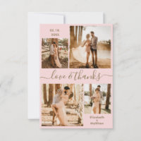 Love and Thanks Script Pink Gold Collage Mariage