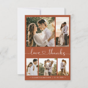 Carte De Remerciements Love and Thanks Terracotta Script Mariage photo