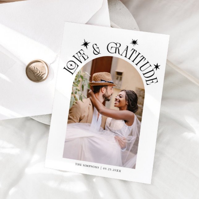 Carte De Remerciements Love & Gratitude Minimalist Wedding Photo Pink (Créateur téléchargé)