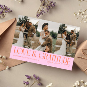 Carte De Remerciements Love & Gratitude Orange Rose Mariage Multi Photo
