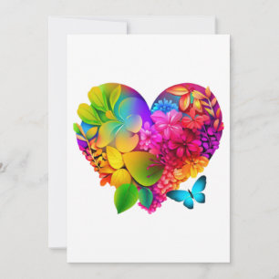 Carte De Remerciements Love Heart Floral Design
