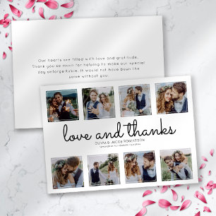 Carte De Remerciements Love & Thanks 8 Carré Photo Collage Mariage