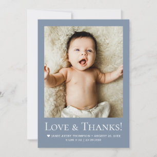 Carte De Remerciements Love & Thanks Dusty blue Photo de bébé