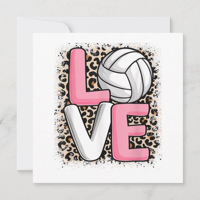 Carte De Remerciements Love Volleyball Empreinte de léopard Filles Volley (Devant)
