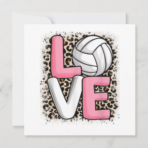 Carte De Remerciements Love Volleyball Empreinte de léopard Filles Volley