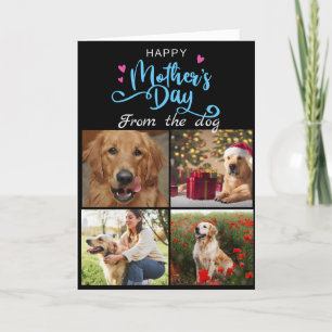 Carte De Remerciements Love you Mom Black custom 4 photo collage card