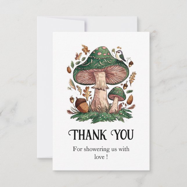 Carte De Remerciements Lovely Mystical Musroom Baby shower (Devant)