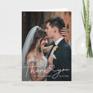 Carte De Remerciements Lovely Neon Pink Heart Mariage Photo