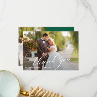 Carte De Remerciements Lovely Stylish Calligraphy Wedding