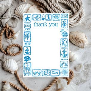 Carte De Remerciements LoveNotes de la Mer Mariage Moderne et Mignon Cade