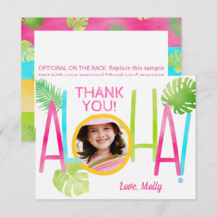 Carte De Remerciements Luau Anniversaire Tropical Aloha Photo